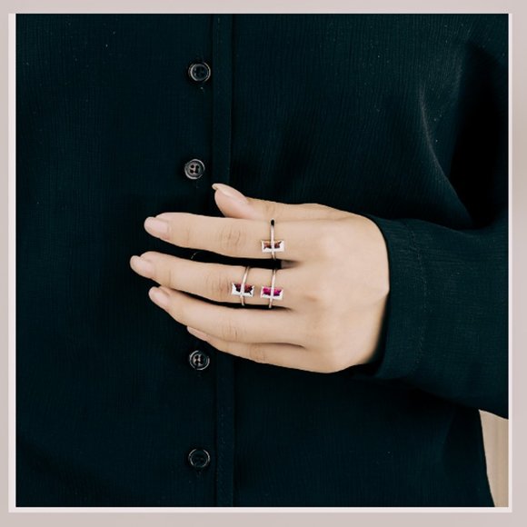 925 Sterling Silver CZ Cubic Zirconia rainbow Resizable Ring Diamond Ring - Picture 3 of 3